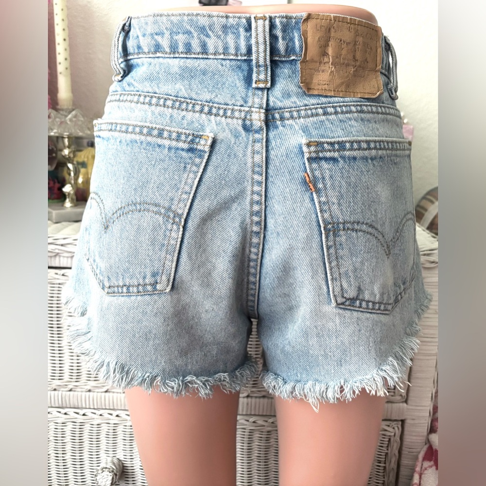 Vintage Levi’s Orange Tag Cutoff Shorts Handmade high rise in blue wash Size 34